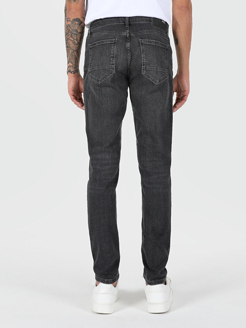 Slim Fit Düşük Bel Dar Paça Erkek İndigo Jean Pantolon