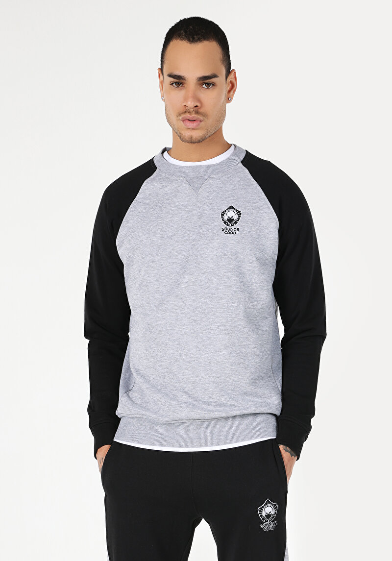 Slim Fit Erkek Gri Sweatshirt