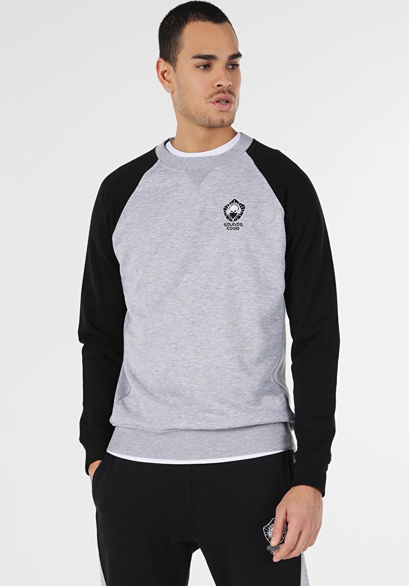 Slim Fit Erkek Gri Sweatshirt