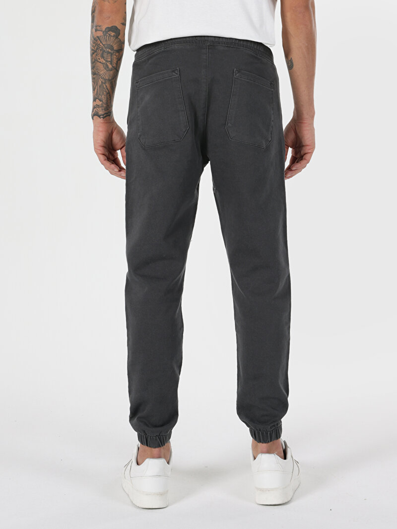 Slim Fit Orta Bel Lastikli Paça Erkek Antrasit  Pantolon