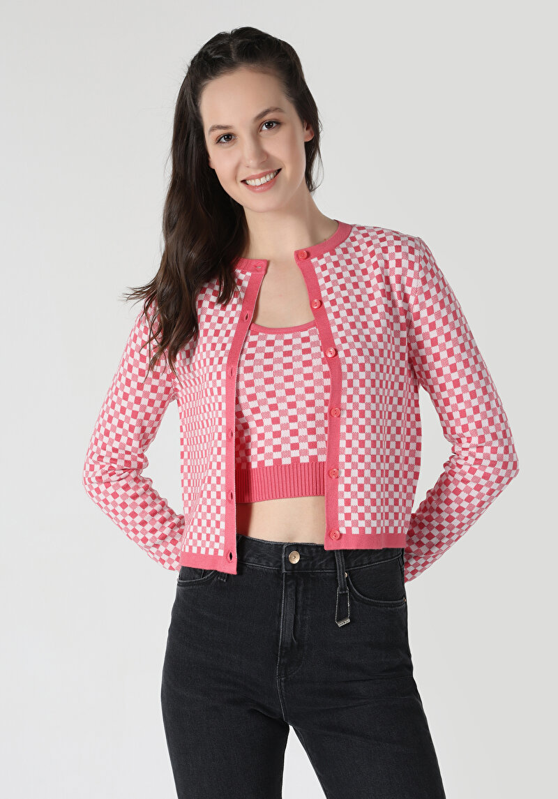 Slim Fit Kadın Pembe Hırka