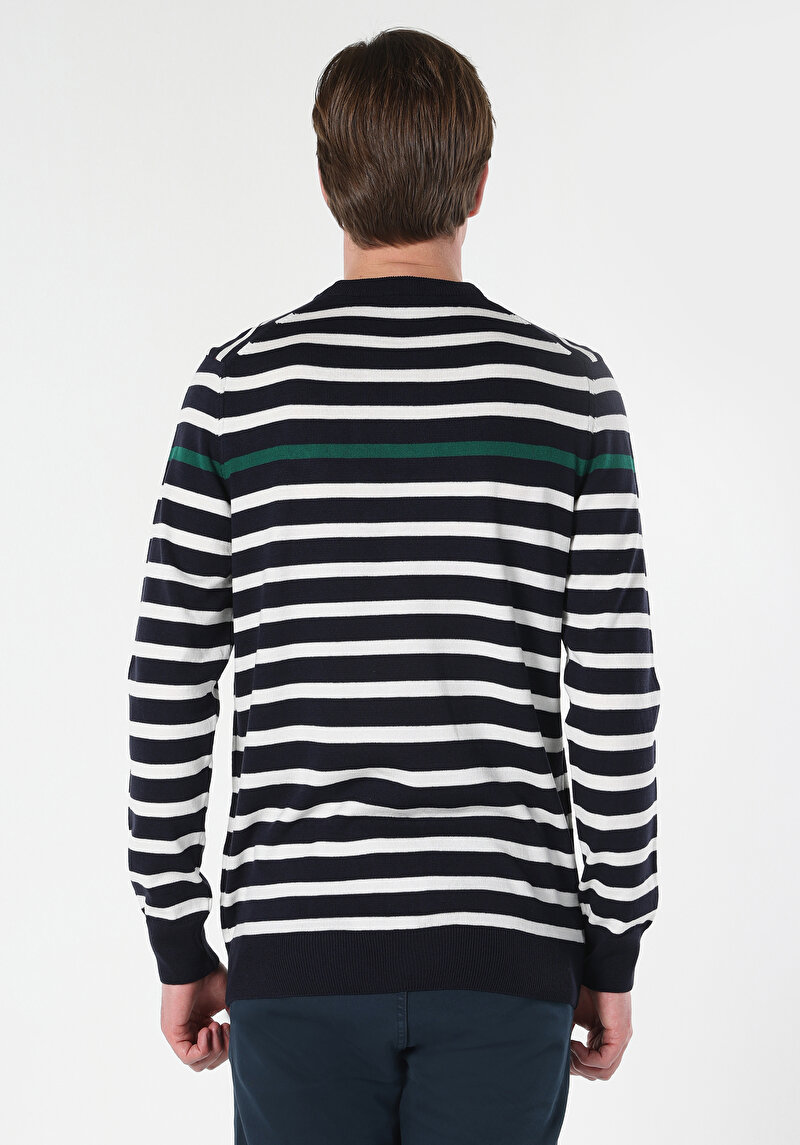 Regular Fit Yuvarlak Yaka Erkek Lacivert Akrilik Kazak