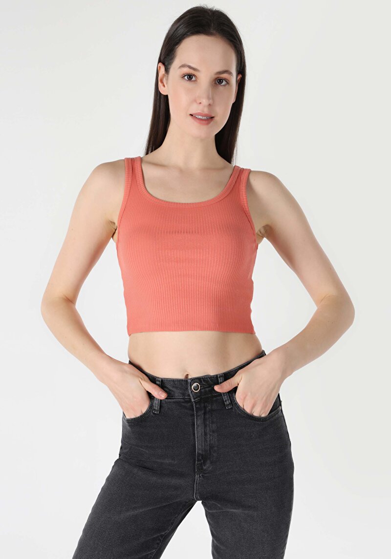 Slim Fit Kadın Turuncu Atlet