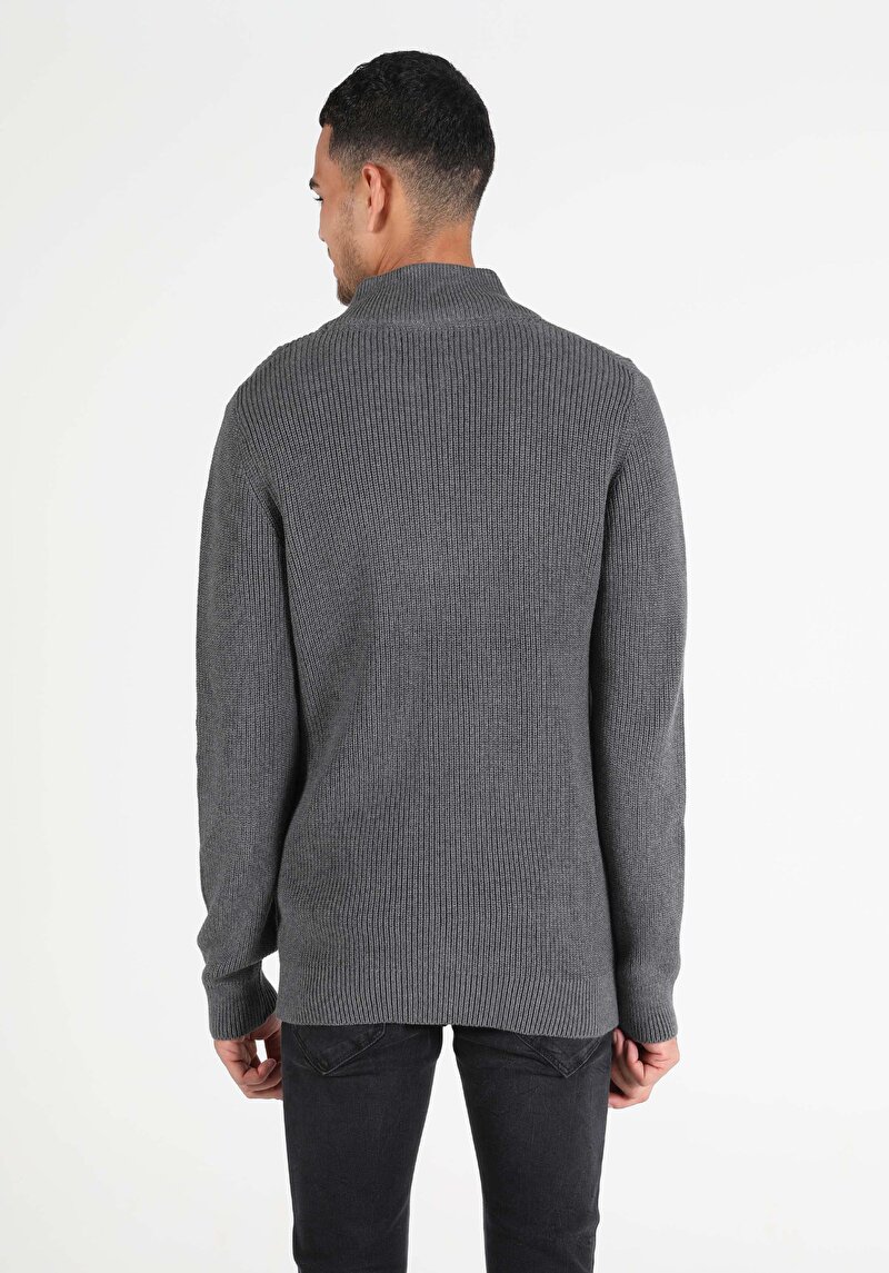 Slim Fit Erkek Gri Hırka