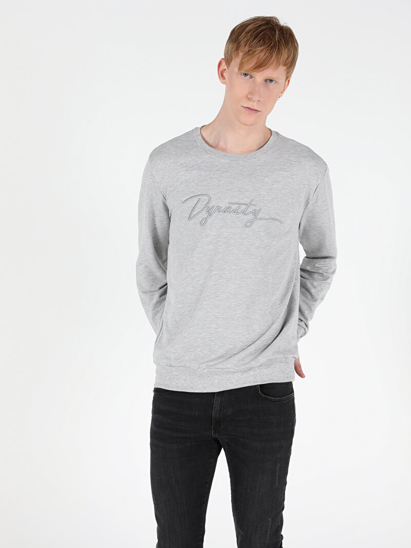 Regular Fit Erkek Gri Sweatshirt