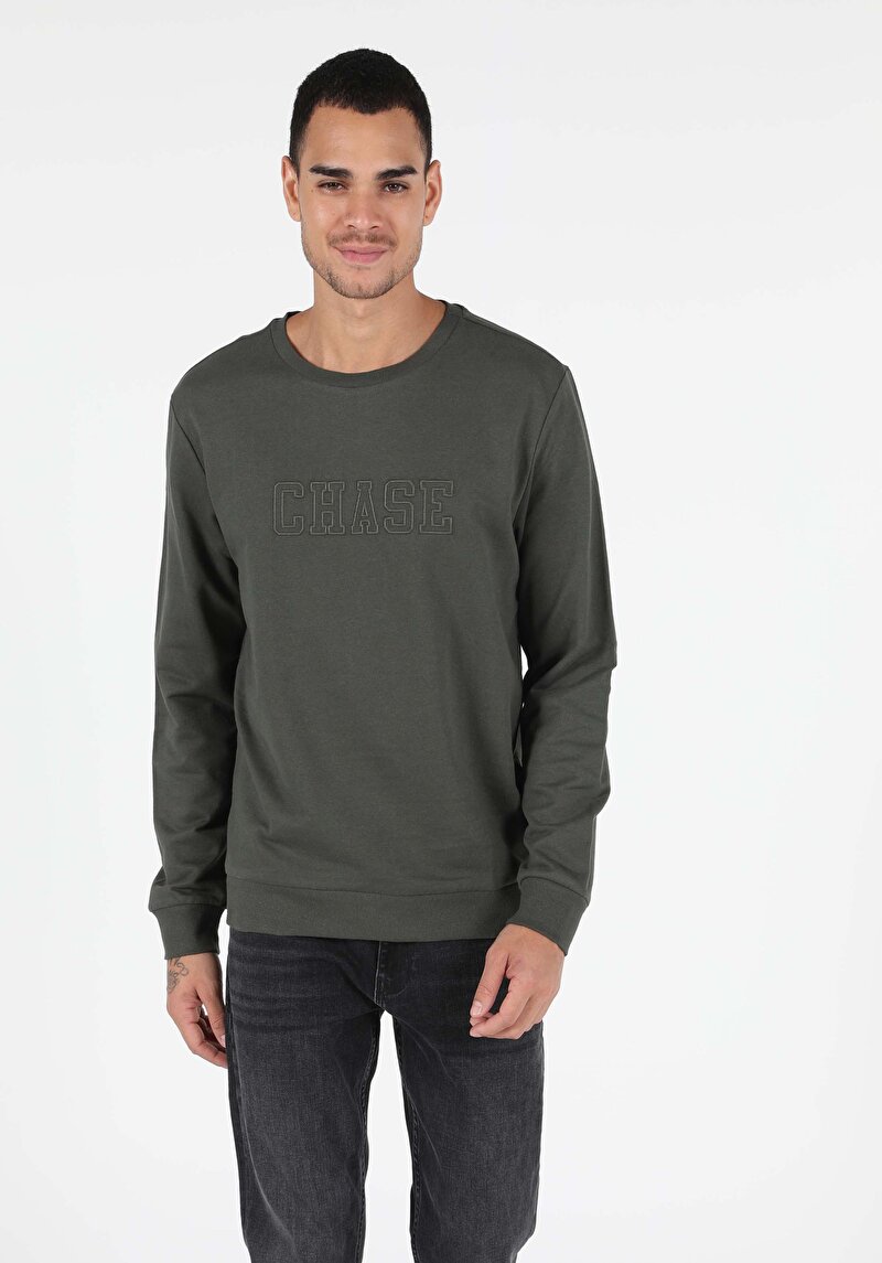 Regular Fit Erkek Yeşil Sweatshirt