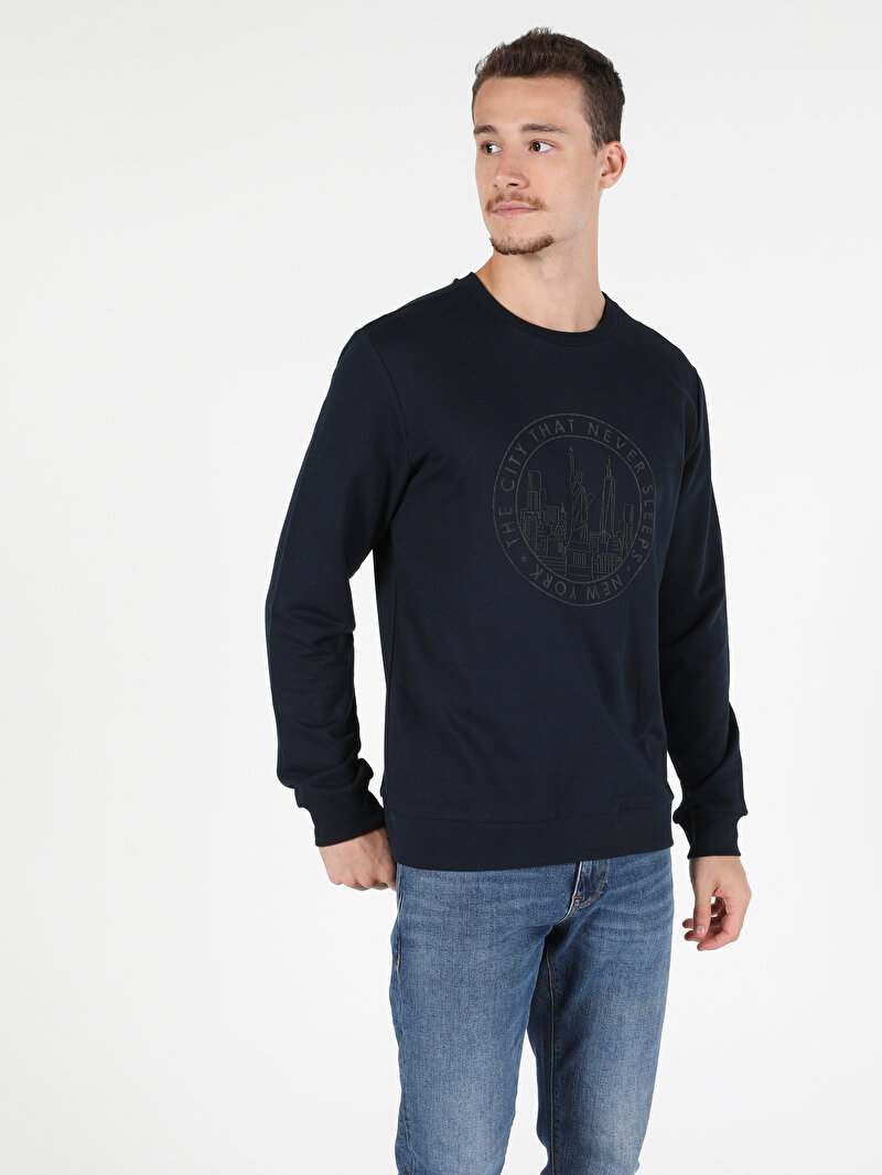 Regular Fit   Erkek Lacivert Sweatshirt