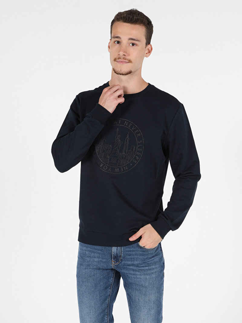 Regular Fit   Erkek Lacivert Sweatshirt