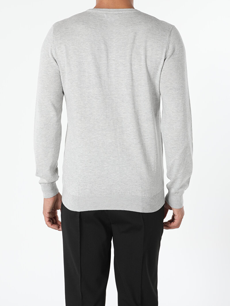 Regular Fit Yuvarlak Yaka Erkek Gri Kazak