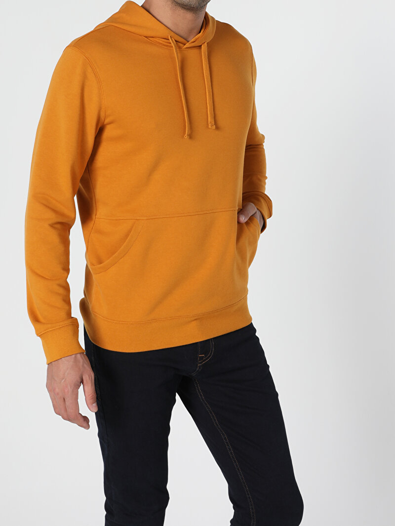 Regular Fit Erkek Sari Sweatshirt