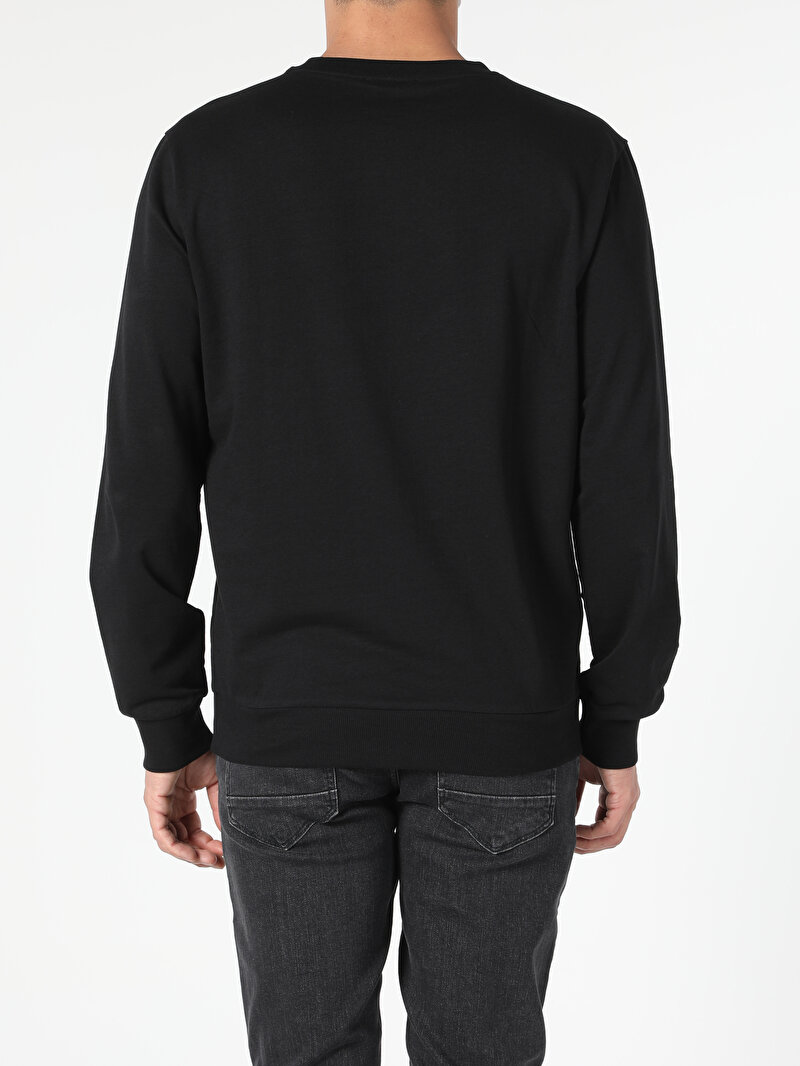 Regular Fit Erkek Siyah Sweatshirt
