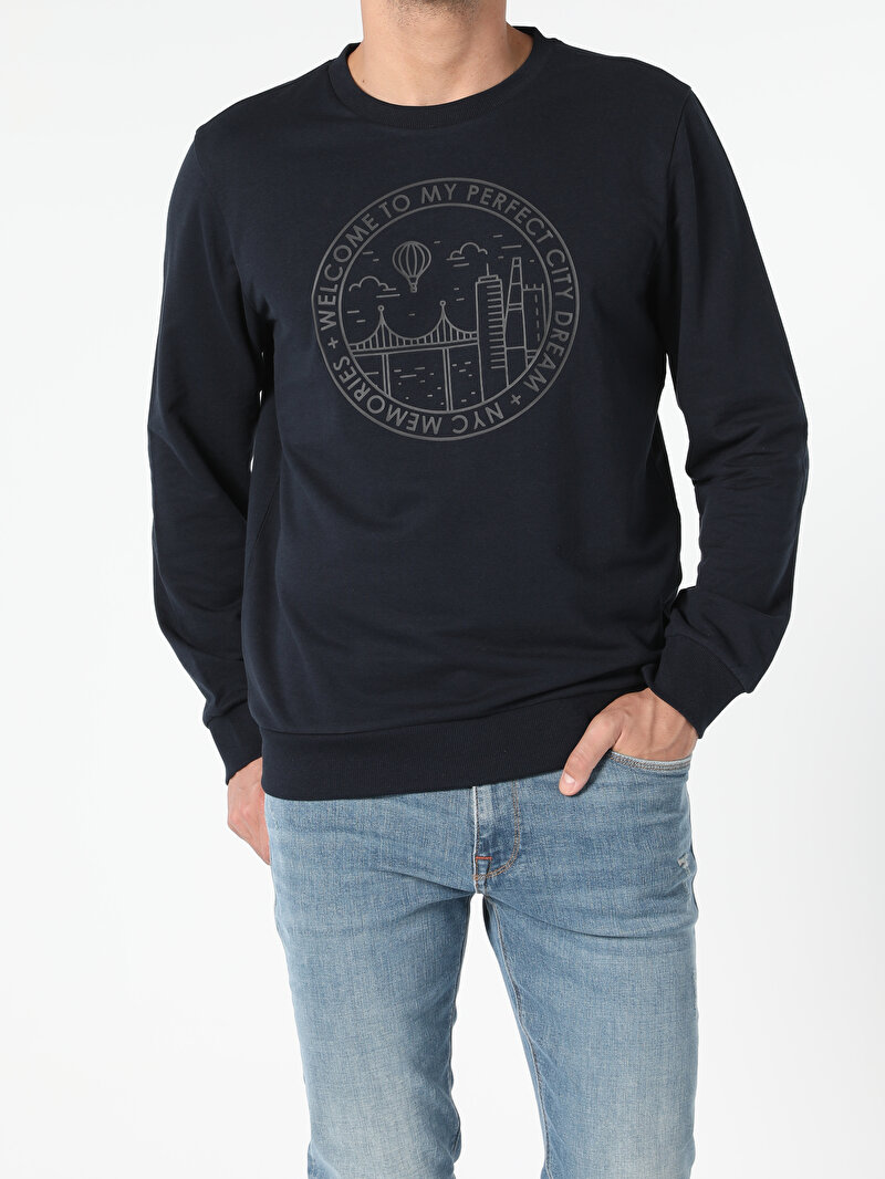 Regular Fit Erkek Lacivert Sweatshirt