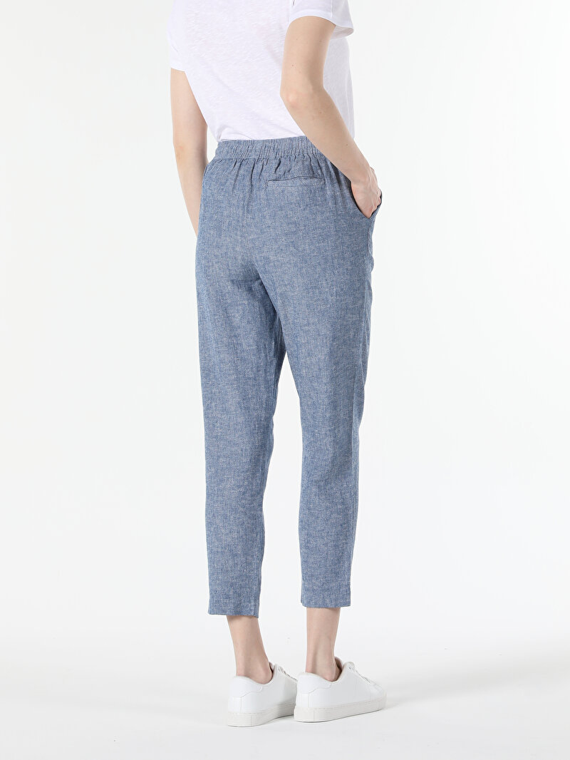 Düşük Bel Normal Kesim Düz Paça Mavi Kadın Pantolon Cl1058539