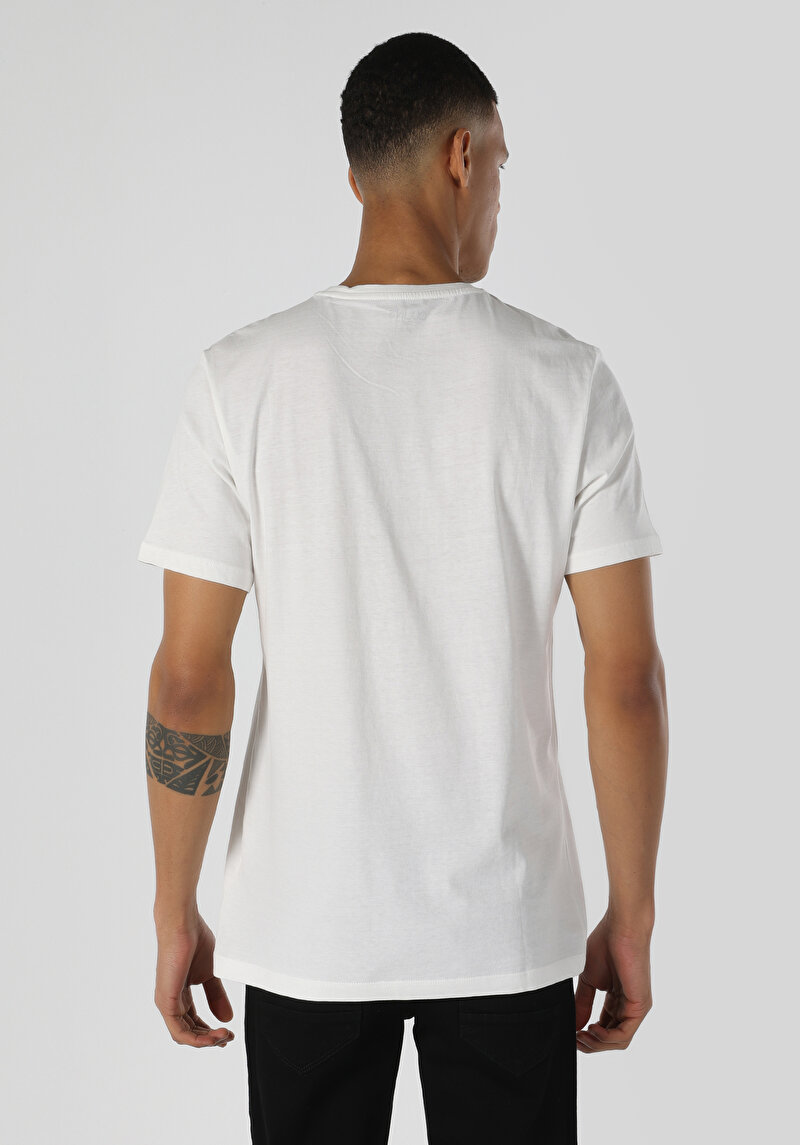 Regular Fit Yuvarlak Yaka Düz Erkek Beyaz Kısa Kol Tişört