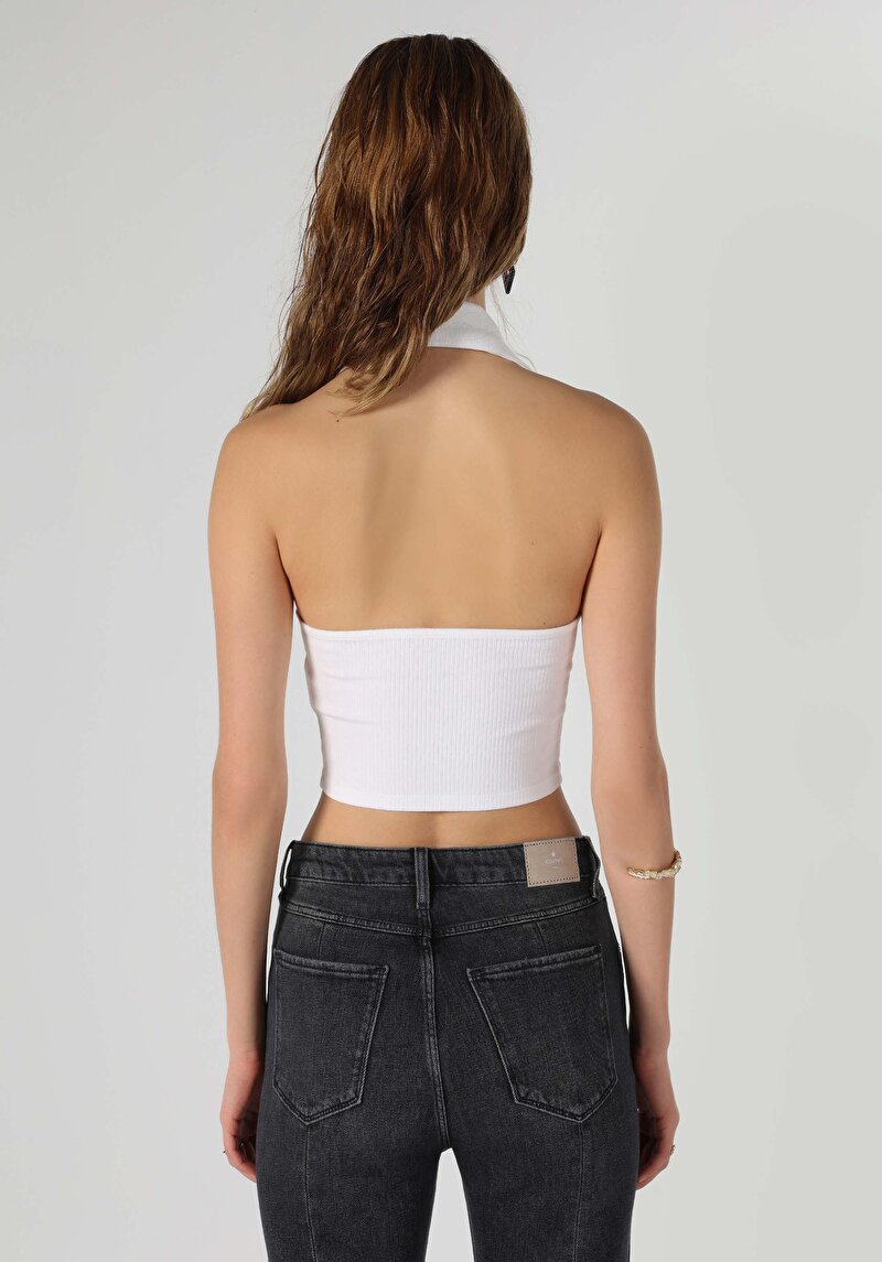 Slim Fit Kadın Beyaz Atlet