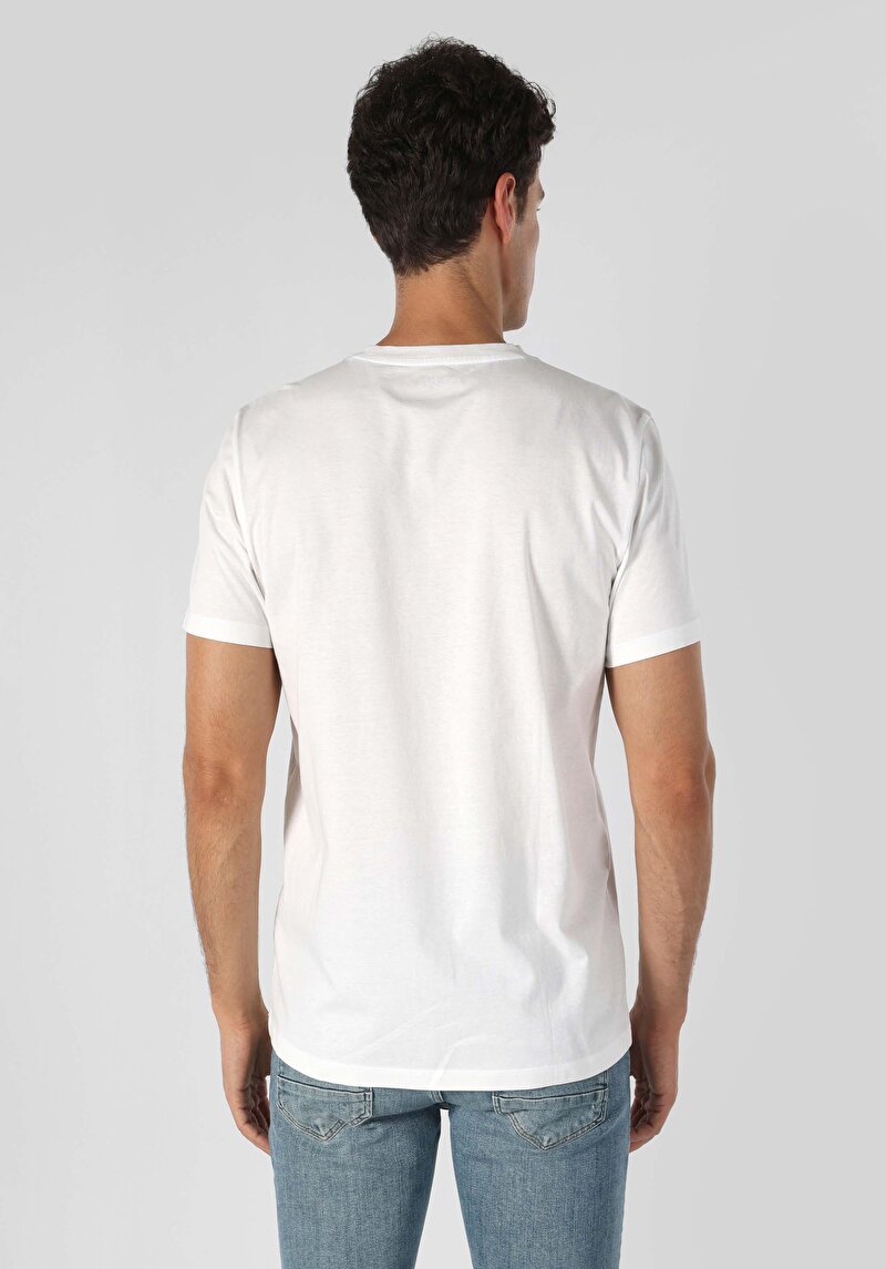 Regular Fit Yuvarlak Yaka Düz Erkek Beyaz Kısa Kol Tişört