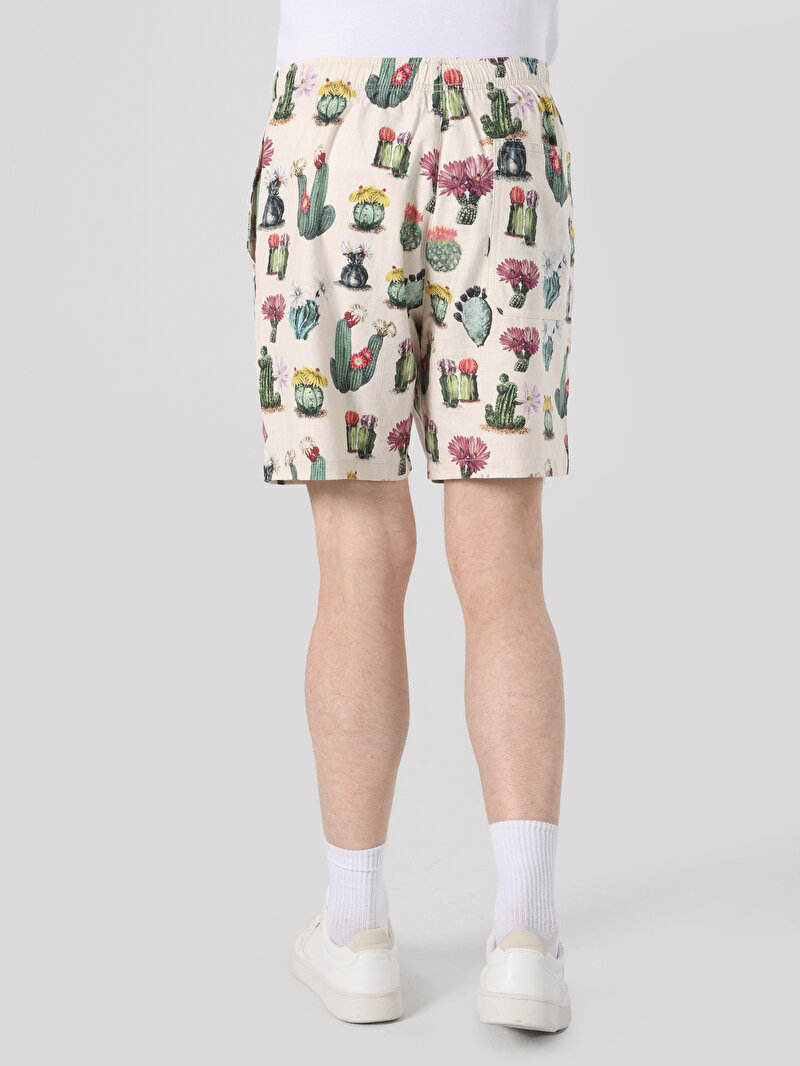 Regular Fit Orta Bel Baskılı Erkek Çok Renkli Şort