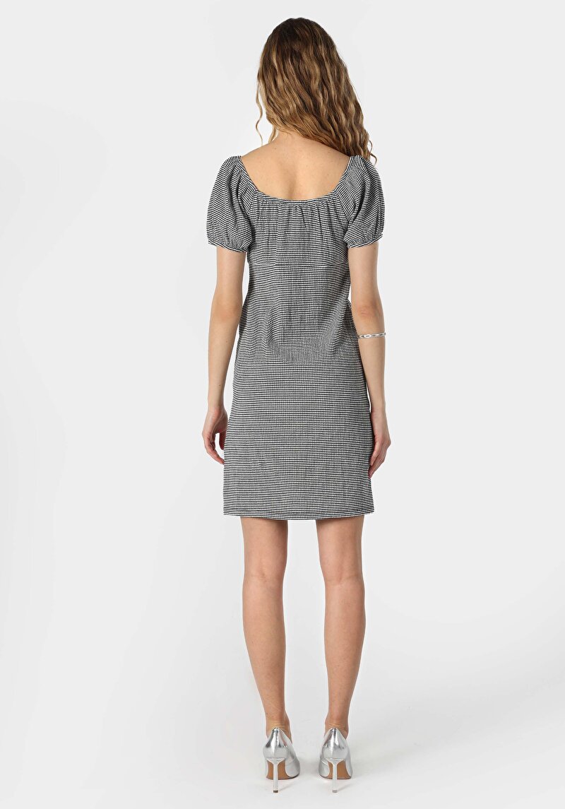 Regular Fit Kadın Siyah Kısa Kol Örme Elbise