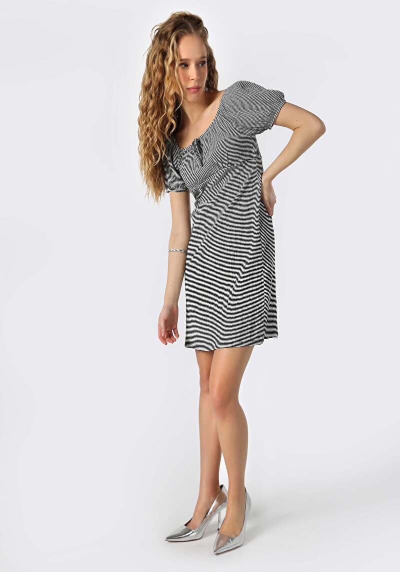 Regular Fit Kadın Siyah Kısa Kol Örme Elbise