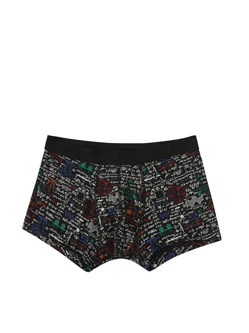 Modern Fit Baskılı Erkek Siyah Boxer