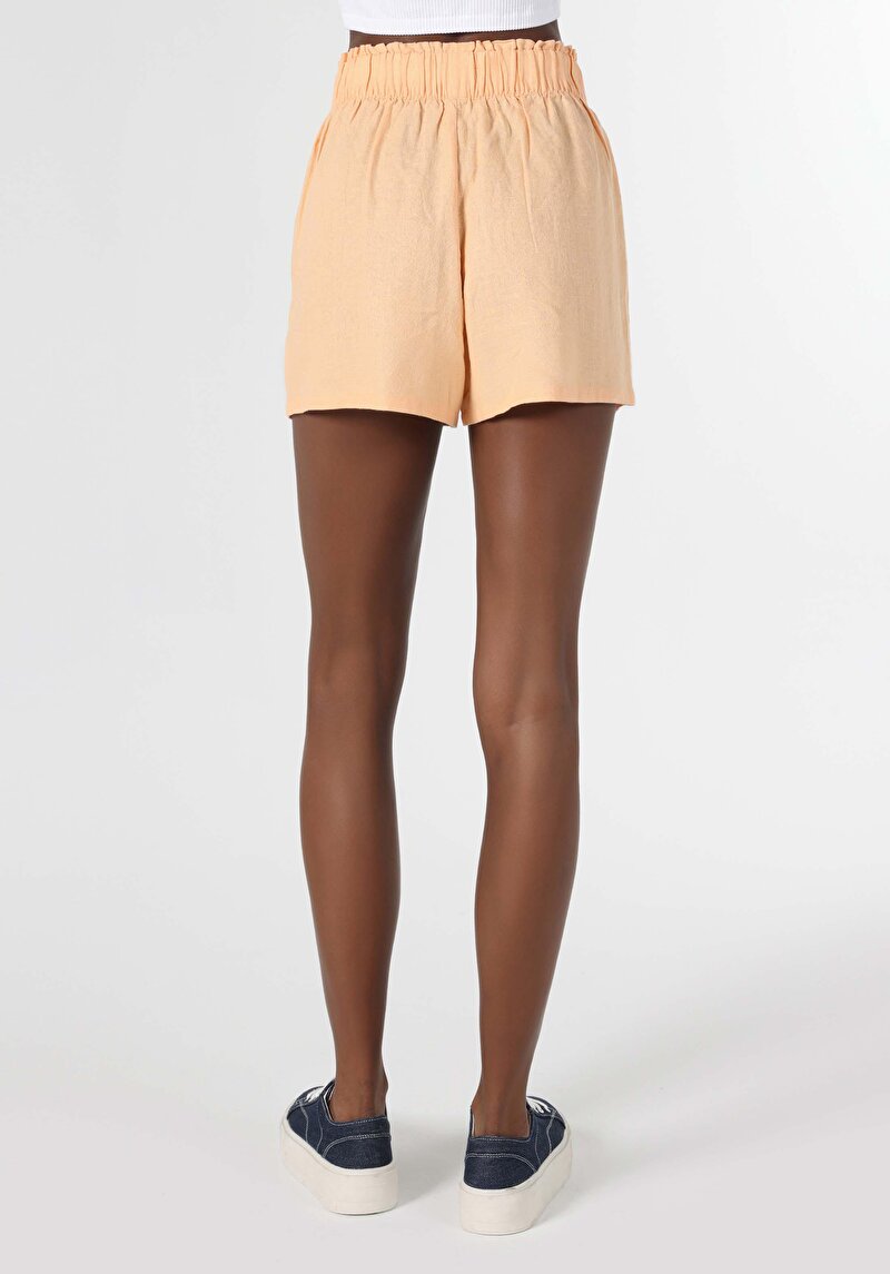 Regular Fit Düşük Bel Kadın Turuncu Şort