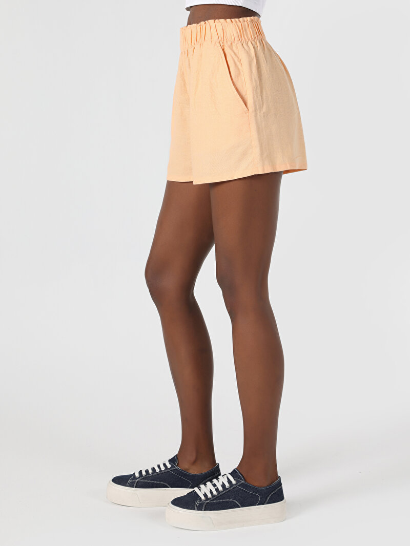 Regular Fit Düşük Bel Kadın Turuncu Şort