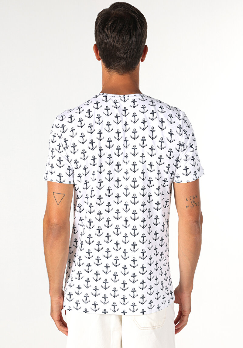 Regular Fit Yuvarlak Yaka Düz Erkek Beyaz Kısa Kol Tişört