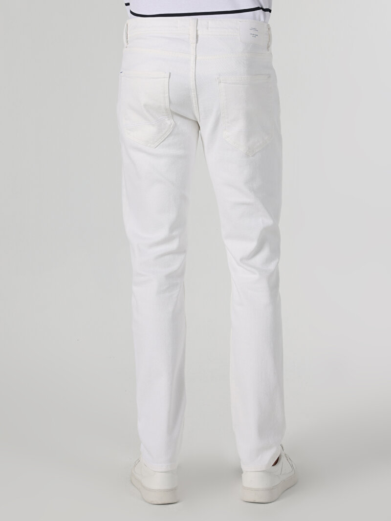 Straight Fit Erkek Beyaz Jean Pantolon