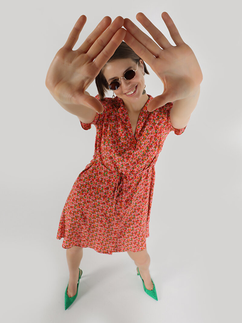 Slim Fit Kadın Çok Renkli Elbise