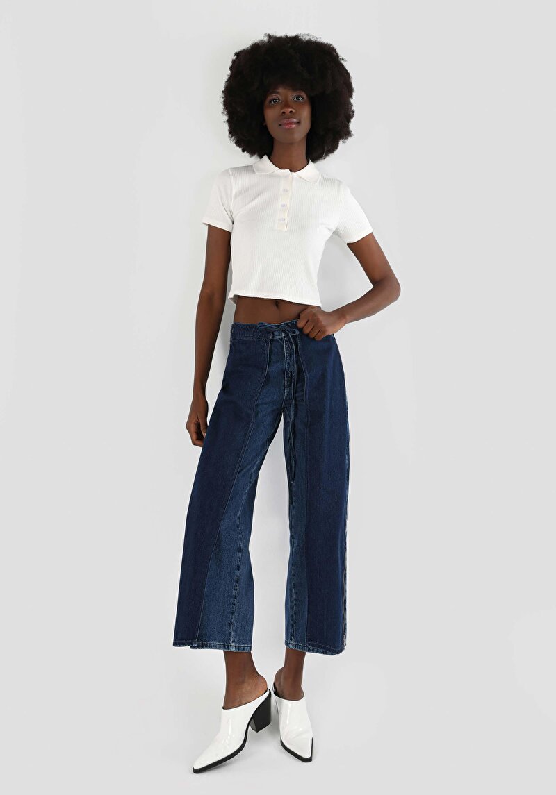 Slim Fit Polo Yaka Düz Kadın Beyaz Kısa Kol Tişört