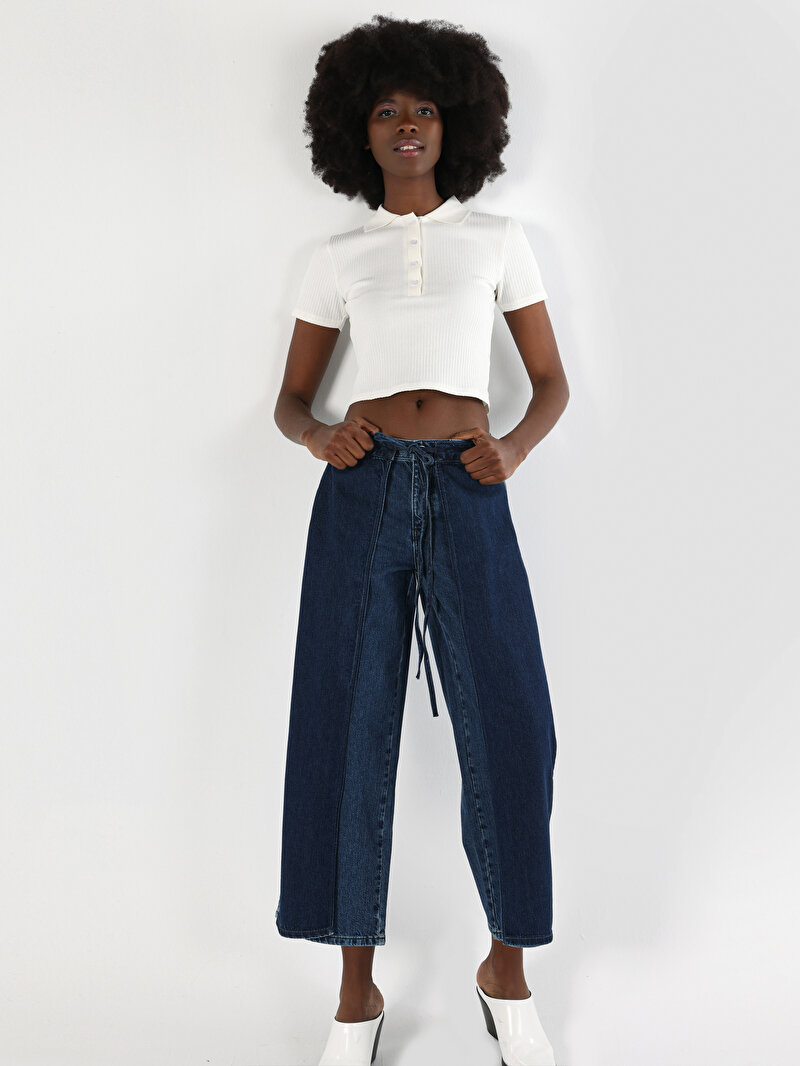 Slim Fit Polo Yaka Düz Kadın Beyaz Kısa Kol Tişört