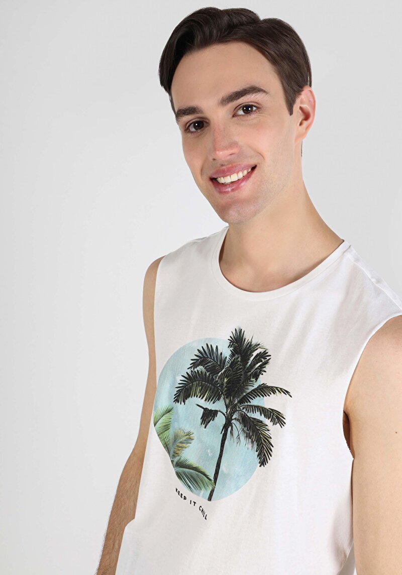 Regular Fit Erkek Beyaz Atlet