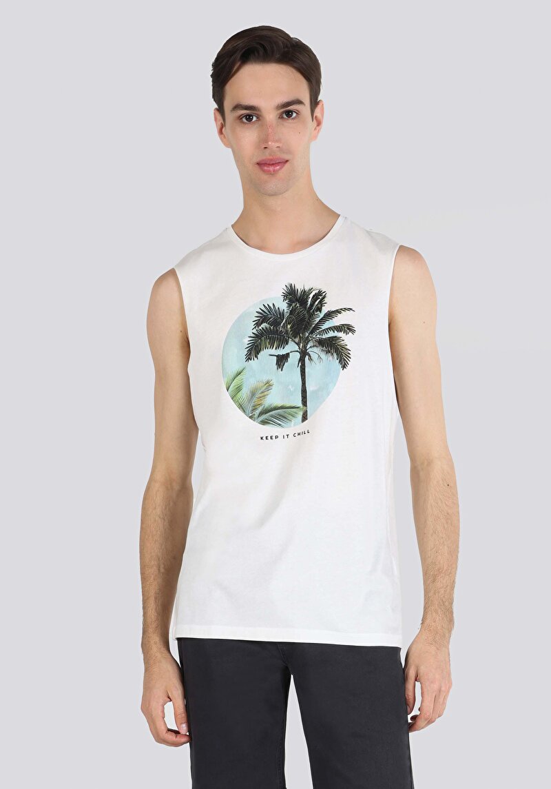 Regular Fit Erkek Beyaz Atlet