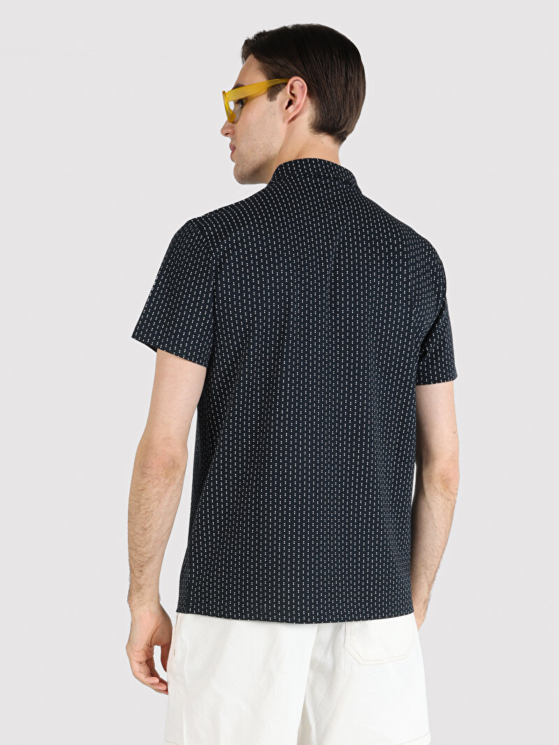 Regular Fit Polo Yaka Erkek Lacivert Pamuklu Kısa Kol Tişört