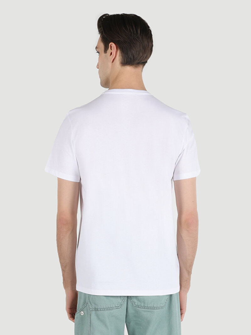 Regular Fit Yuvarlak Yaka Düz Erkek Beyaz Kısa Kol Tişört