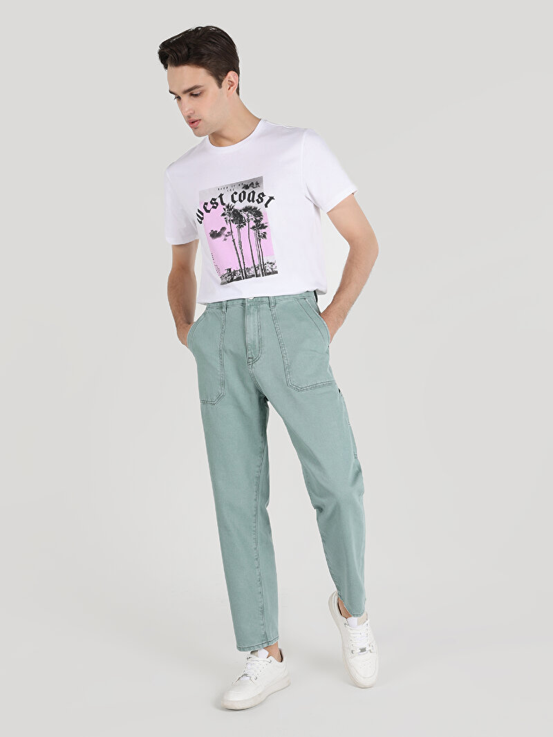 Regular Fit Yuvarlak Yaka Düz Erkek Beyaz Kısa Kol Tişört