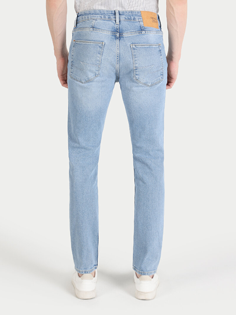 Straight Fit Düşük Bel Düz Paça Erkek İndigo Jean Pantolon