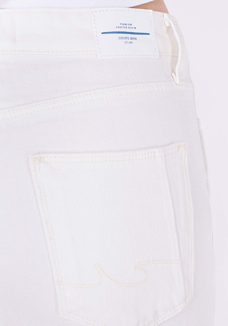 Regular Fit Orta Bel Bootcut Kadın Beyaz Jean Pantolon
