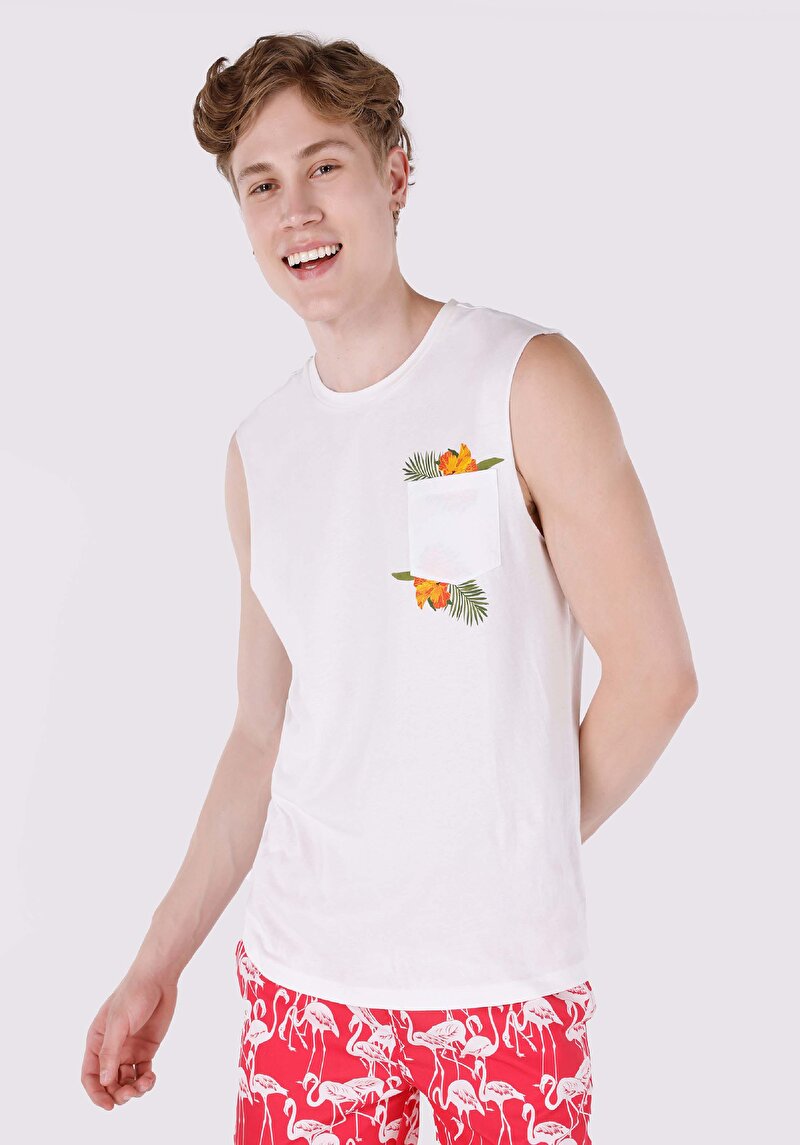 Regular Fit Erkek Beyaz Atlet