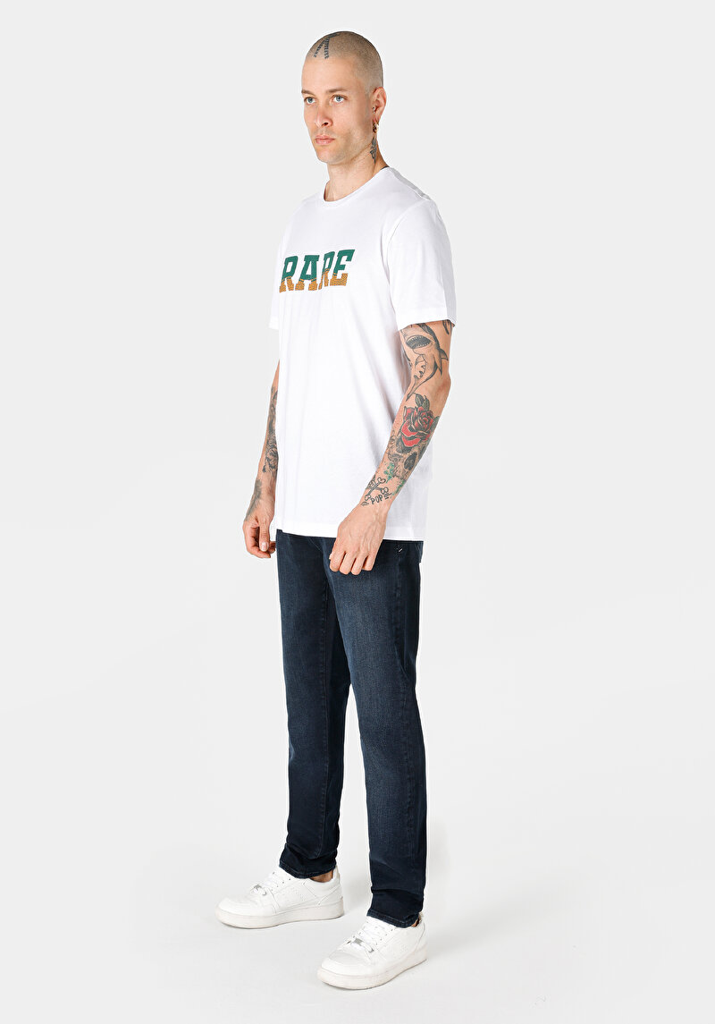 Regular Fit Yuvarlak Yaka Erkek Beyaz Kısa Kol Tişört