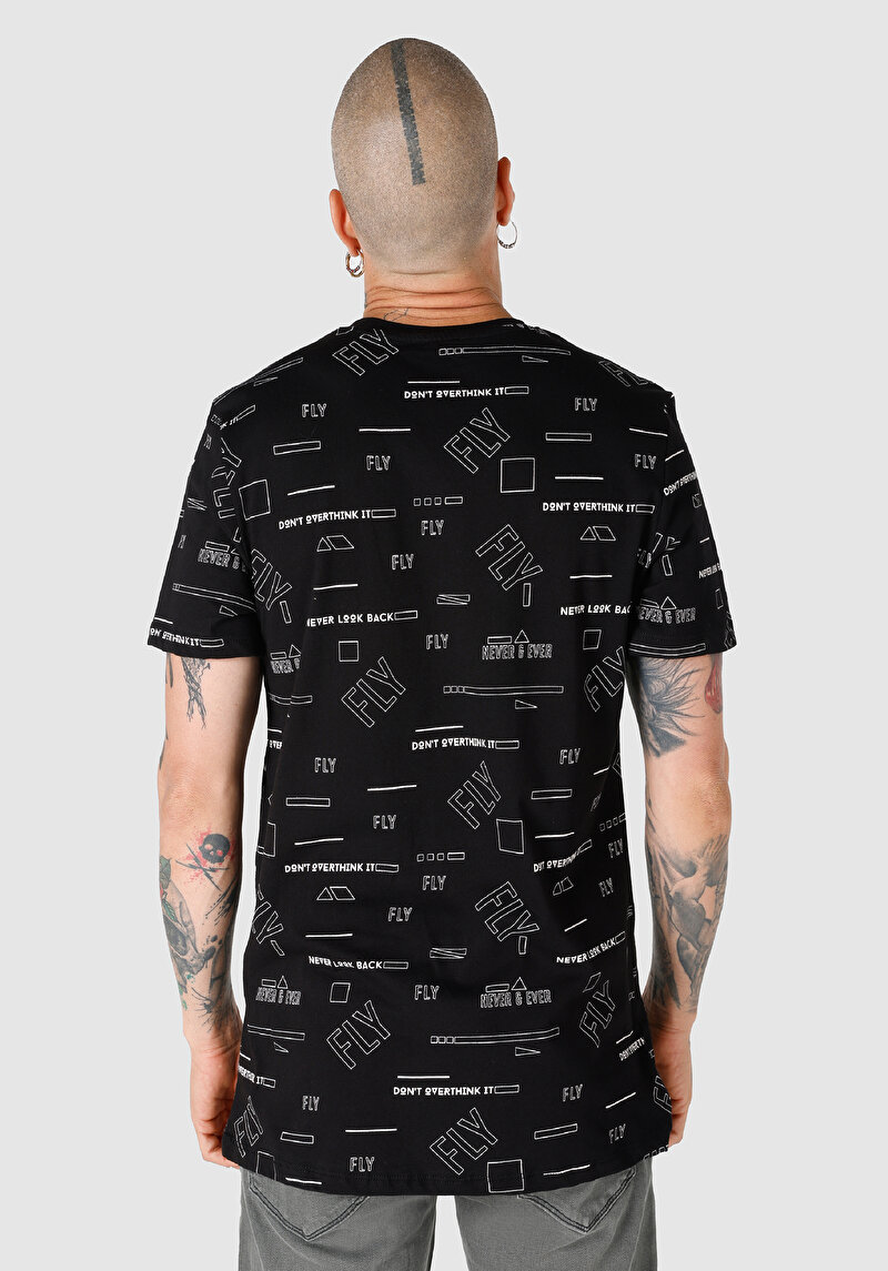 Regular Fit Yuvarlak Yaka Erkek Siyah Kısa Kol Tişört