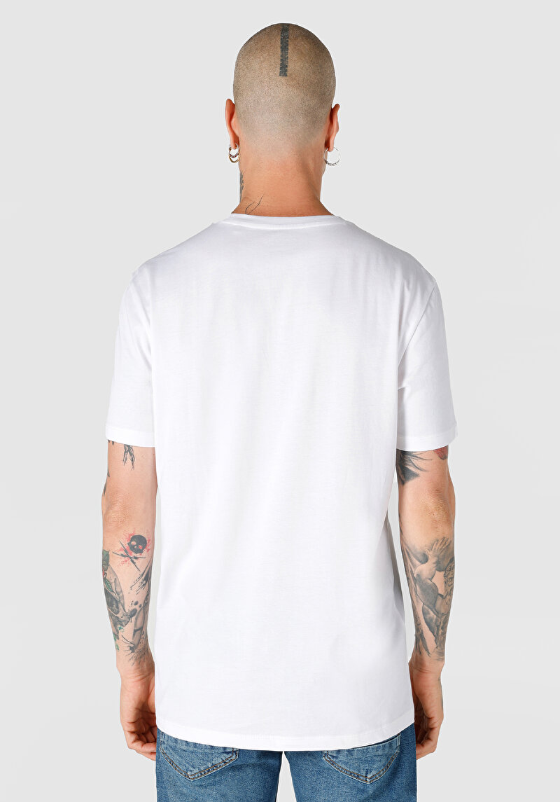 Regular Fit Yuvarlak Yaka Erkek Beyaz Kısa Kol Tişört