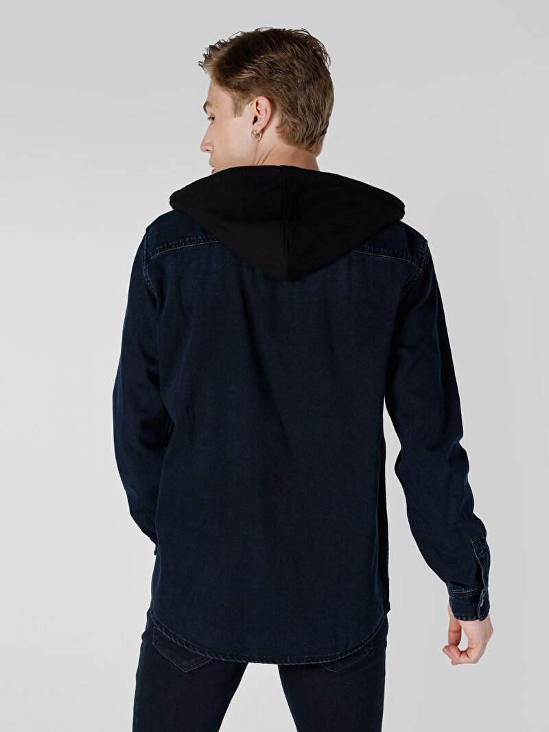 Regular Fit Klasik Yaka Düz Erkek Lacivert Uzun Kol Gömlek