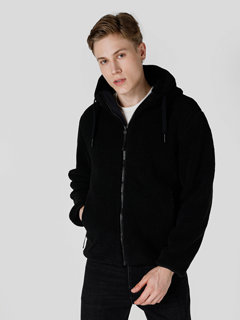 Regular Fit     Erkek Siyah Mont