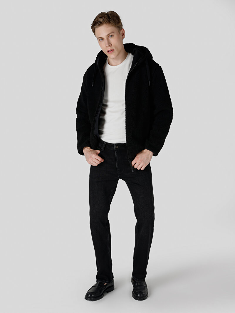 Regular Fit     Erkek Siyah Mont