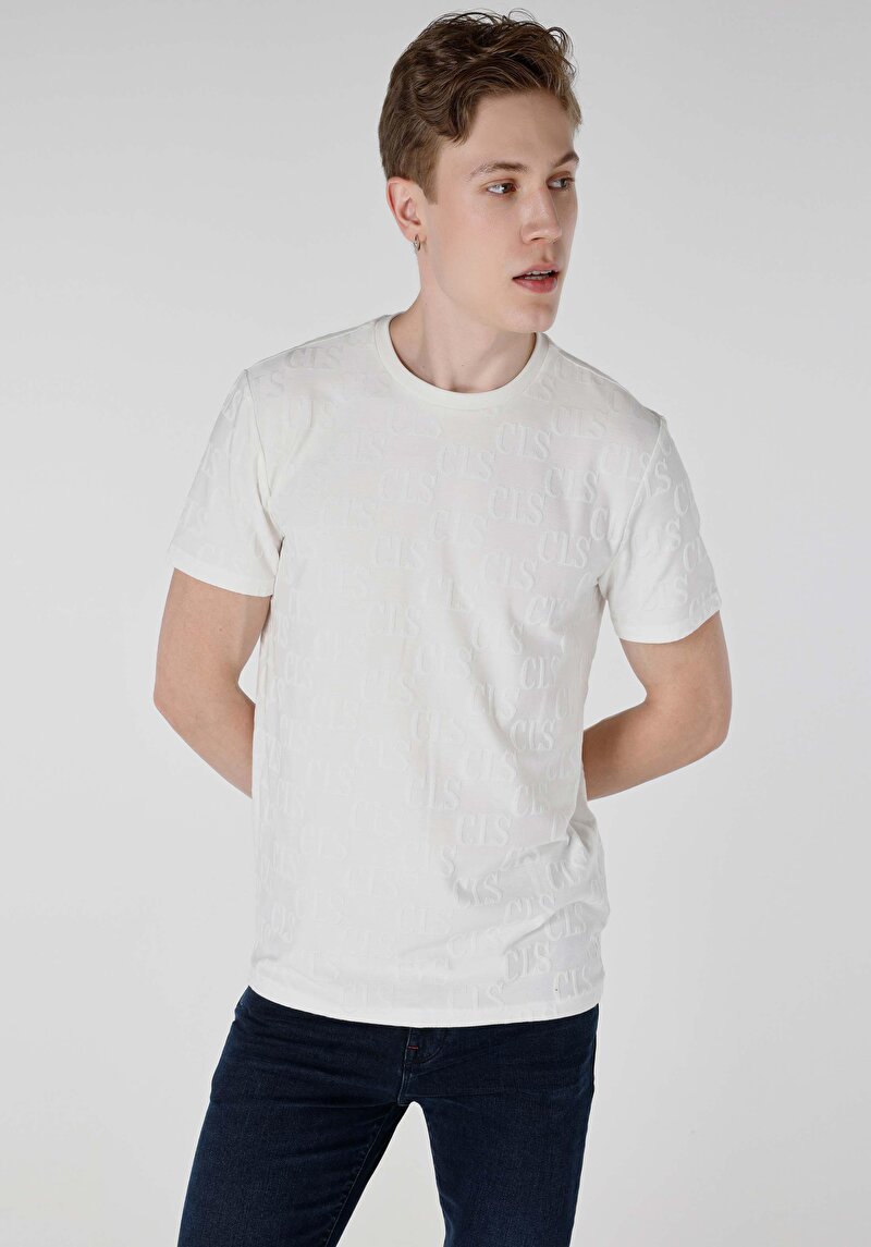 Regular Fit Yuvarlak Yaka Erkek Beyaz Kısa Kol Tişört