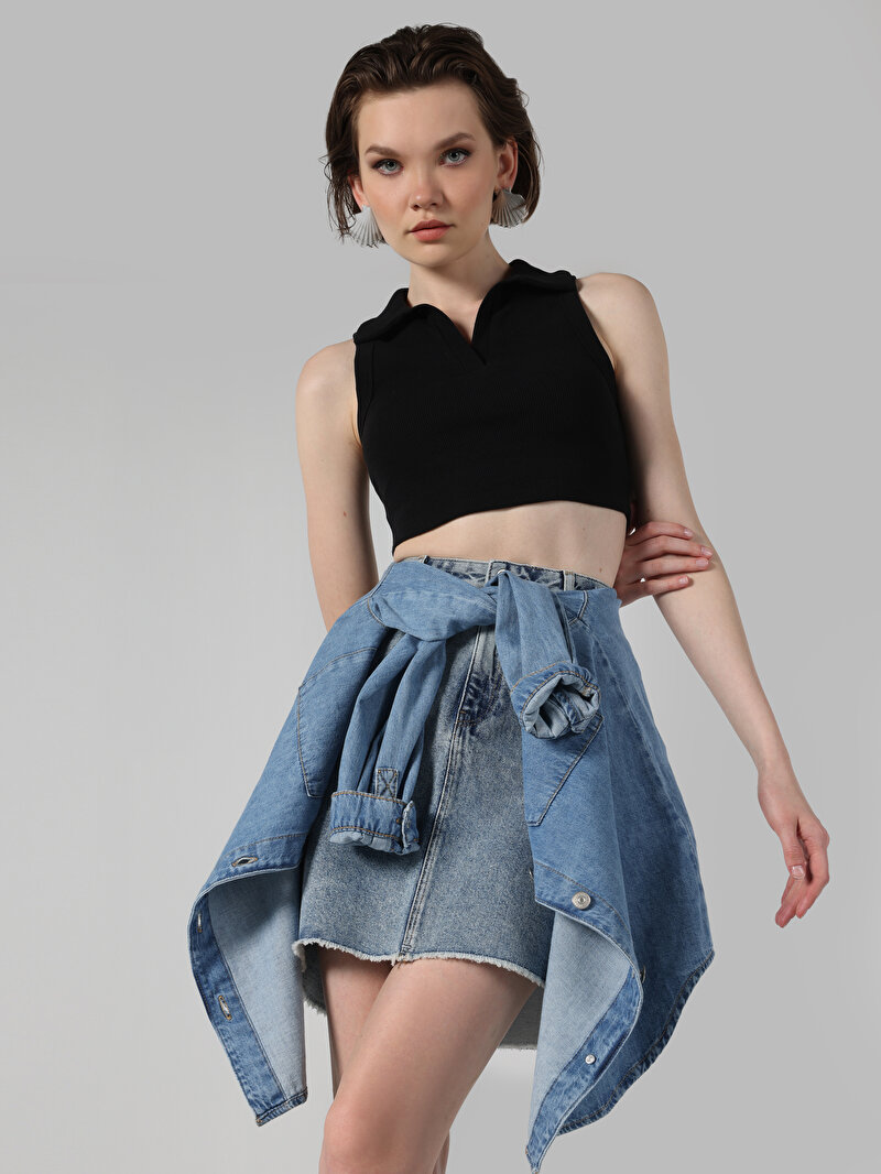 Slim Fit Kadın Siyah Atlet