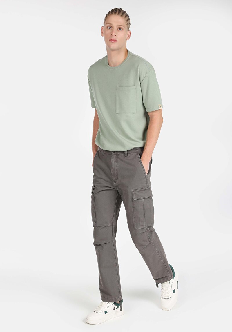 Comfort Fit Orta Bel Düz Paça Erkek Antrasit  Pantolon