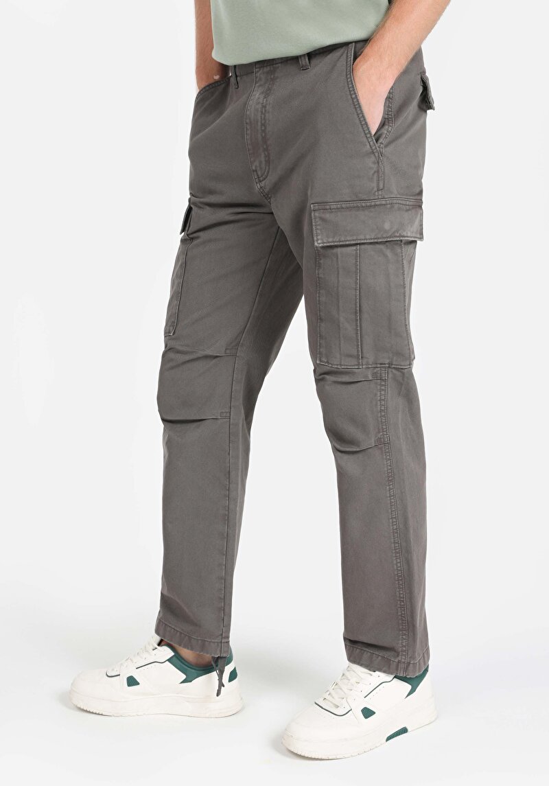 Comfort Fit Orta Bel Düz Paça Erkek Antrasit  Pantolon
