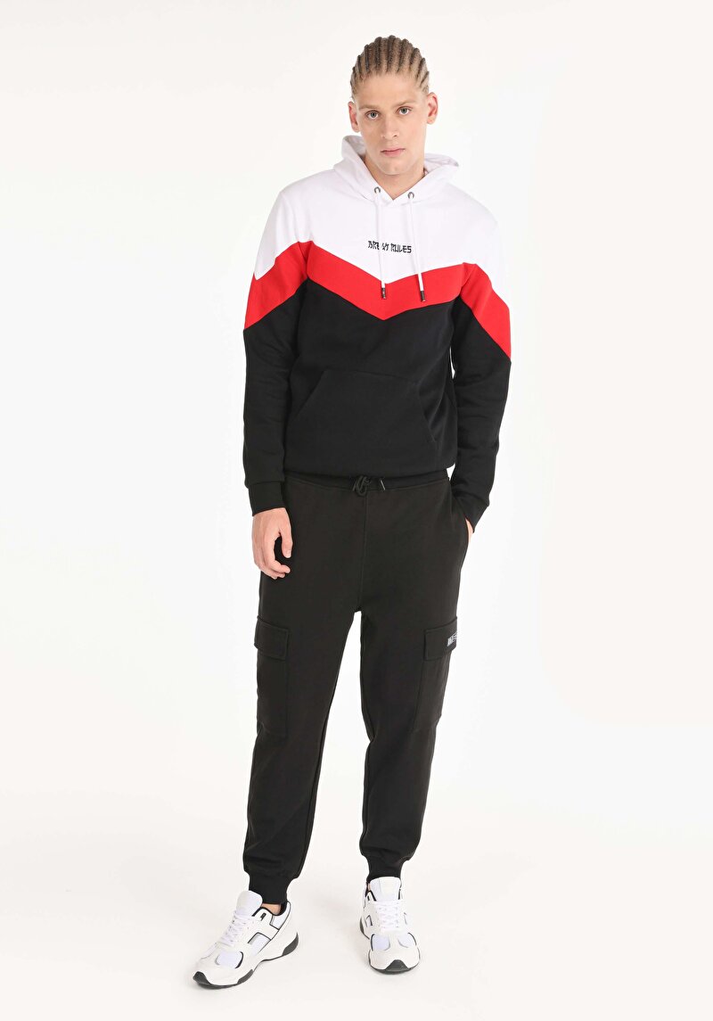 Regular Fit Orta Bel Düz Örme Erkek Siyah Eşofman Altı